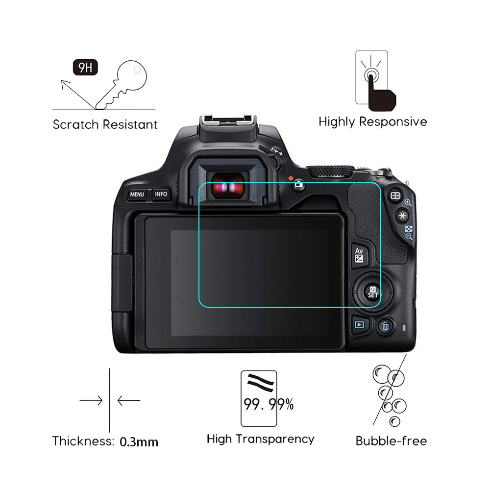 2 шт. для Canon EOS 200D II 2.5D 9H 0 3 мм прозрачное Закаленное стекло Защитная пленка экрана