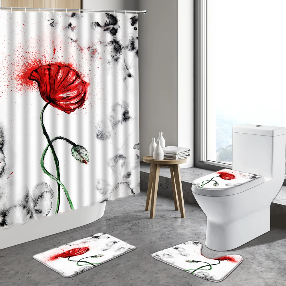 Цветная Цветочная занавеска для душа животные попугай домашний декор растения