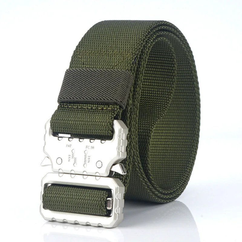 ArmyGreen HSSEE яркая Пряжка унисекс спортивный ремень мягкий натуральный нейлон тактический ремень жесткий металлический быстросъемный ремень с пряжкой спортивные аксессуары - Color: ArmyGreen