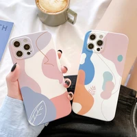 geometric abstract splice color phone case for iphone 11 12pro max xr xs max 8 7 plus se 2020 12 mini flower leaf soft cover