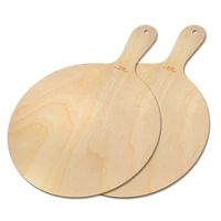 2 pcs wooden pizza board cutting board fruit bbq vegetable pizza peel shovel paddle round bread cake pan