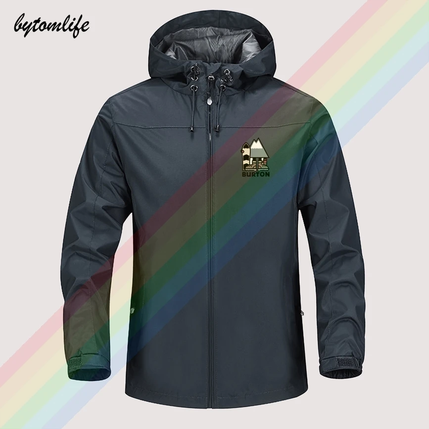 

Burton Snowboards cartoon Winter Jacket Men Lightweight Hooded Zipper Waterproof Coat Windproof Outdoor Sportswear Coat