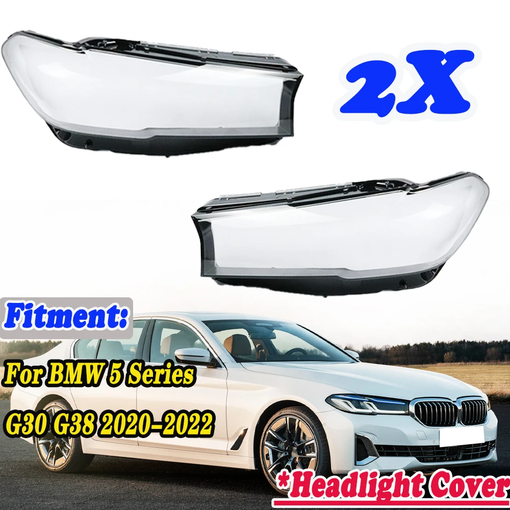 

Car Front Glass Lens Caps Headlight Cover Auto Light Lampshade Shell For BMW 5 Series G30 G38 520 523 525 528 530 2020 2021 2022