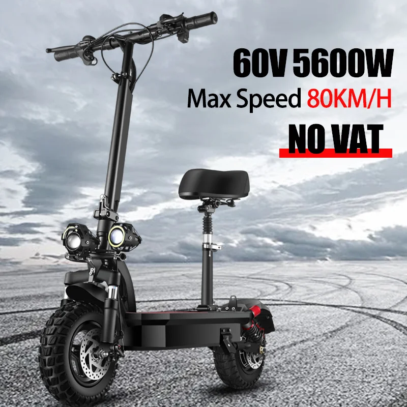 

60V 5600W Electric Scooters Adults 80KM/H 11inch Off Road Tires Dual Motoe Kick E Scooter Patinete Eletrico Electric Motorcycle