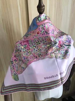 2020 new arrival fashion elegant classic pink 100 silk scarf 9090 cm square shawl twill wrap for women free shipping