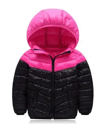 pink Пальто для мальчиков коллекция года, осенне-зимние теплые модные парки куртки для маленьких девочек Детская верхняя одежда с капюшоном пальто на молнии детская одежда для От 3 до 8 лет - Цвет: pink