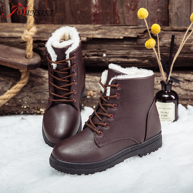 Female Snow Boots Winter Shoe Laces Leather Shoes Women Flat Waterproof 2022 Shoes Botas Mujer Botas Plus Size Boots