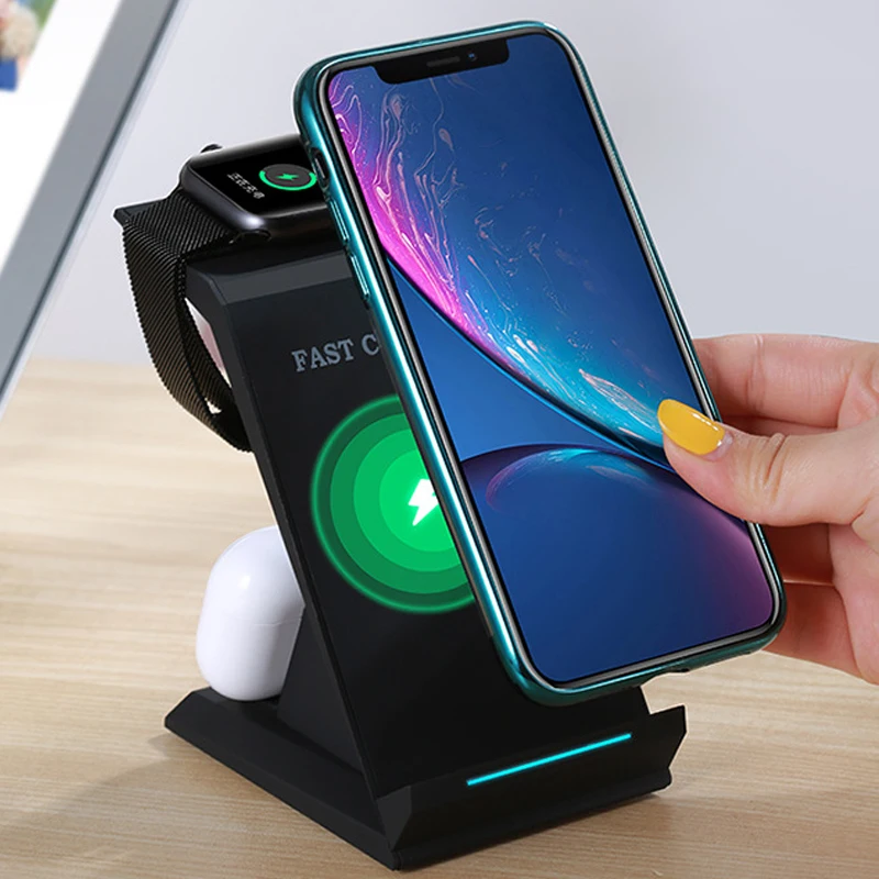 

3 в 1, беспроводное зарядное устройство для Samsung S9/iPhone 11/X