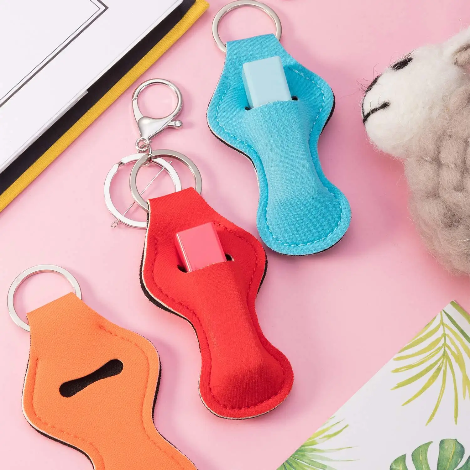 16 шт. держатель для ключей с металлическими цепочками губ губная помада бальзам