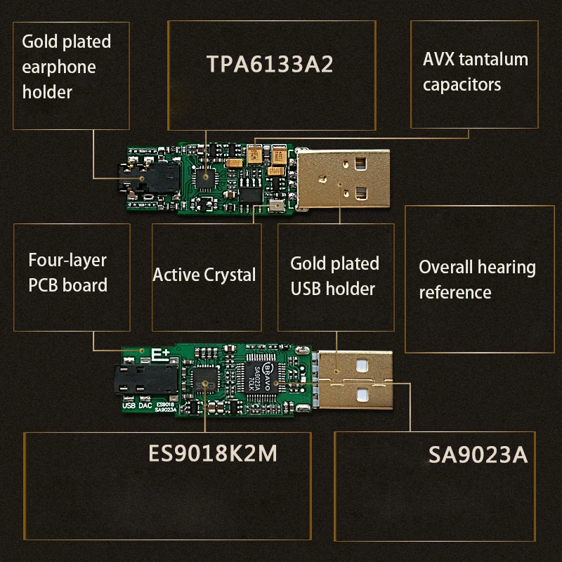 SA9023A + ES9018K2M USB портативный DAC HIFI fever внешняя аудио карта декодер для усилителя D3