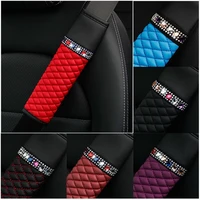 bling crystal car seat belt pad rhinestone leather safety belts cover seatbelt shoulder strap pad auto styling interior decor