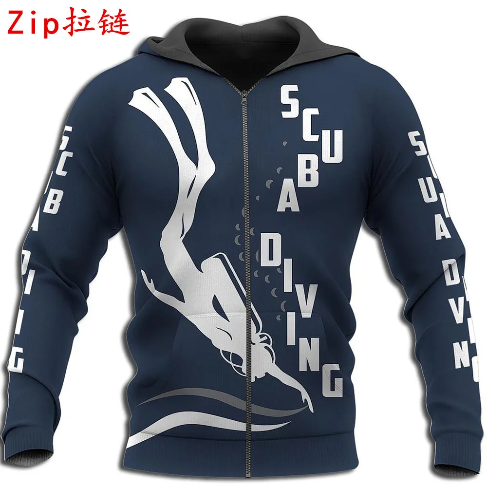 

Художественная Толстовка для подводного плавания с 3D принтом, толстовки на молнии для мужчин и женщин, осень/зима, модная повседневная курт...