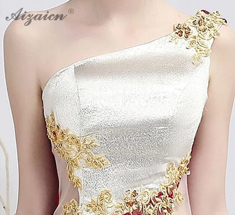 Красные белые роскошные длинные платья русалки Cheongsam современное тонкое платье на одно плечо Qi Pao традиционное китайское вечернее китайское платье-Ципао