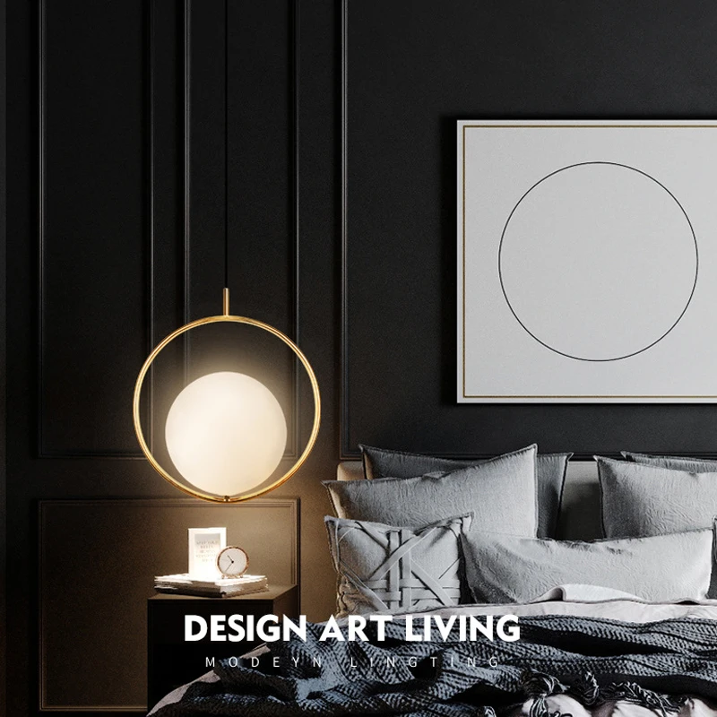 Современный золотой подвесной светильник с одним кольцом для прихожей столовой