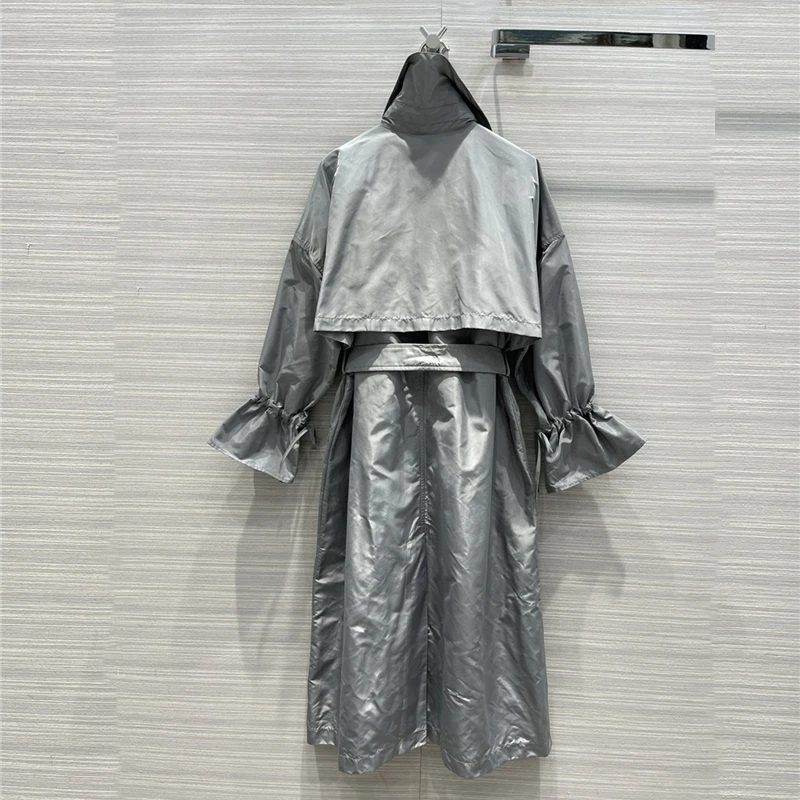 

Women Trench Coats Spring New Style Turn Down Collar Waist Defined with Belt Wrinkle Free Long Windbreaker Trendy Ladies Coat