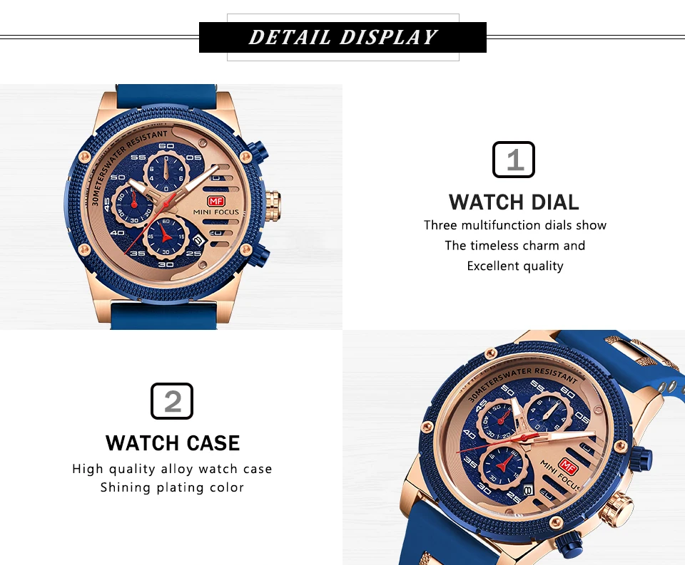 MINI FOCUS quartzhorloge voor heren Waterdicht_voghion.com