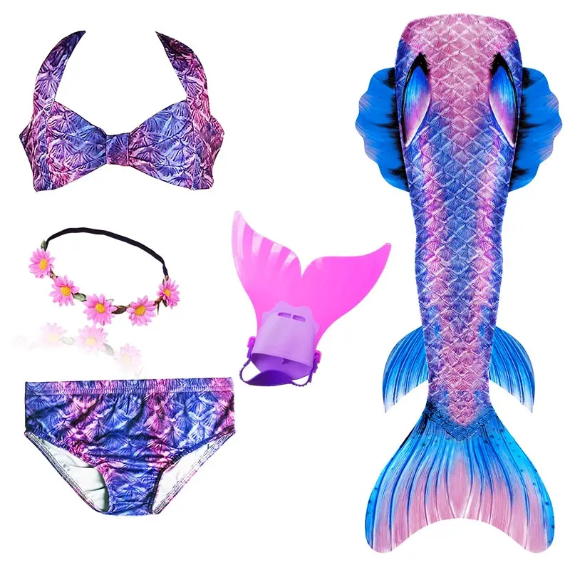 Купальный костюм для девочек с хвостом Русалочки и моноластами комплект