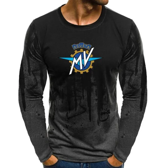 Футболка мужская с длинным рукавом градиентный Топ для фитнеса Повседневная