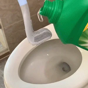 

Silicone Toilet Brush Golf Brush Head Deep Cleaning Long Plastic Handle Bendable Brush Head Toilet Corner Easily Clean Brush