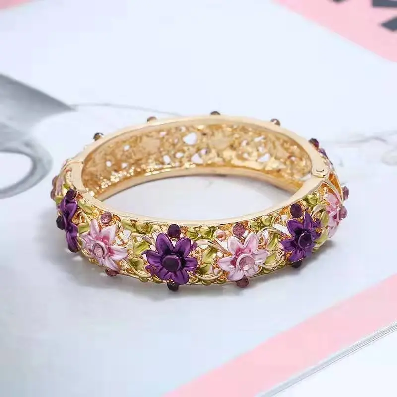 Перегородчатый браслет с широкой ручной росписью ручная работа украшения