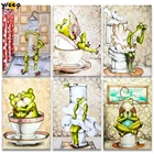 Алмазная вышивка с квадратнымикруглыми стразами, забавная лягушка, серия стразы, мозаика, вышивка крестиком, Декор, подарок TY79