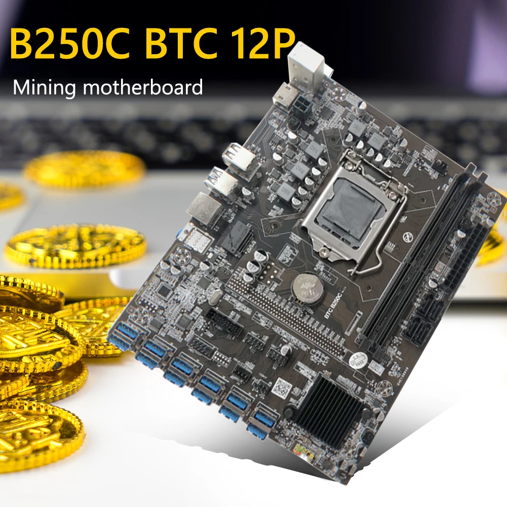 Материнская плата B250C для майнинга ПК 12P мультиграфическая карта PCIe 1x к