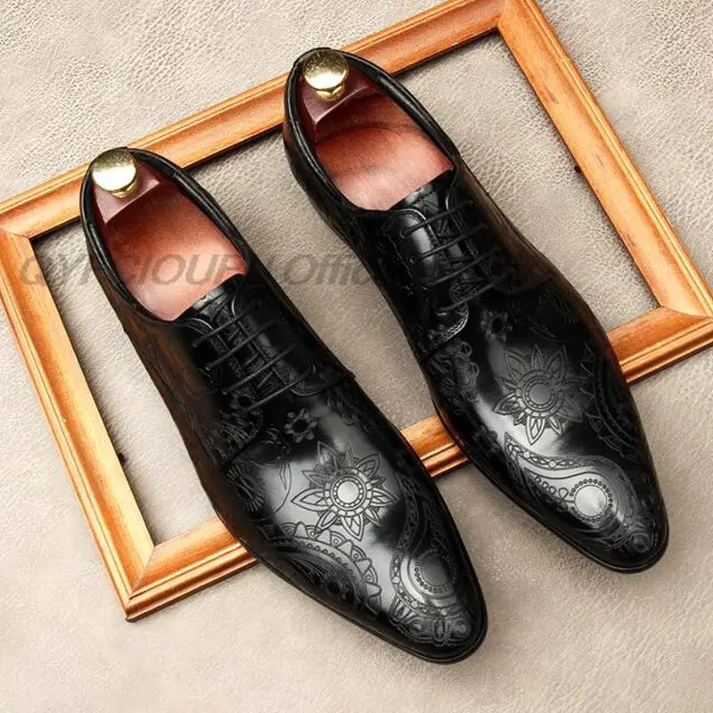 

Итальянские мужские классические туфли из натуральной кожи, бордовые, черные, с резьбой, с острым носком, на шнуровке, броги для мужчин