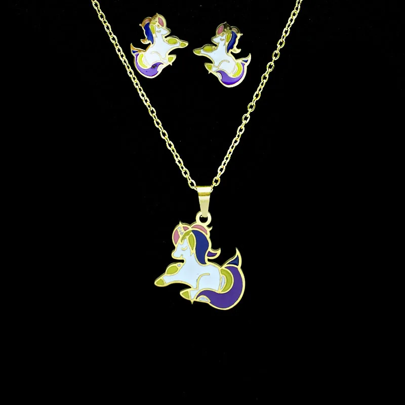 Оптовая продажа из нержавеющей стали ожерелье с единорогами для женщин