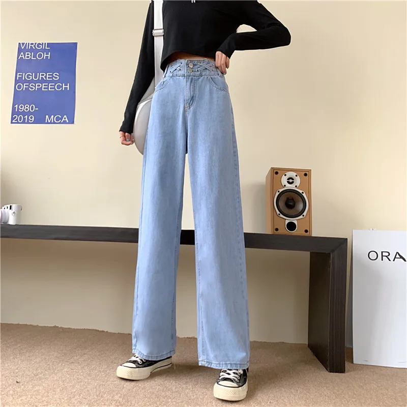 

Autumn New High-waisted Wide-leg Jeans Girls Thin Pant Wild Straight Loose Jean Trousers for Women Fashion Joggers Ulzzang Pants