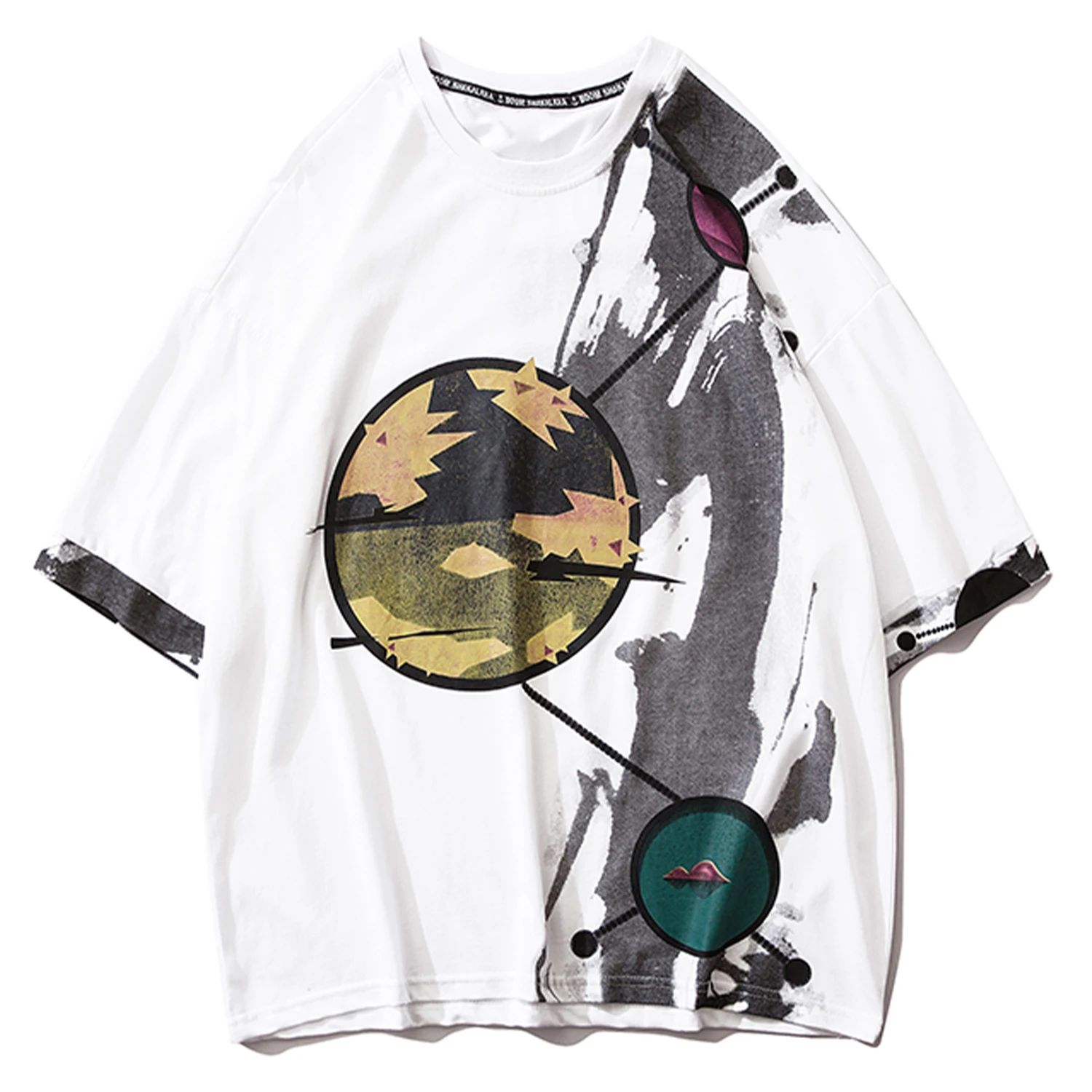 Хип Хоп Футболка с принтом планеты Мужская свободная футболка лето 2020 Harajuku