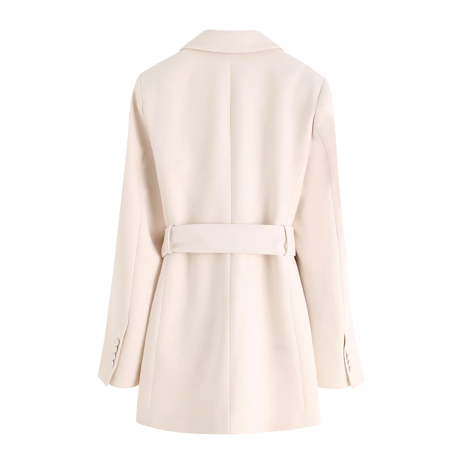 

Women White Chic Suits Coats Fashion Slim Elegant Temperament Work Office Suit Outwear Casual Pocket Sashes Long Sleeve Top 2020