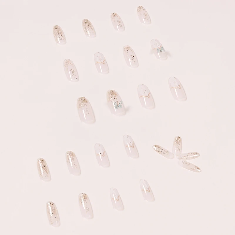 

24pcs Fairy Butterfly Shape bridal fake nails French False Nail Tips Full Cover Long Ballerina stiletto Fake Nail Art Detachable