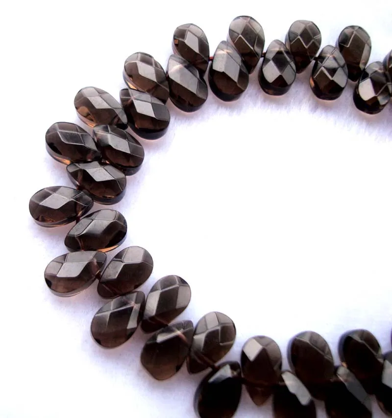Бусины Из Натурального дымчатого кварца граненые плоские каплевидные свободные
