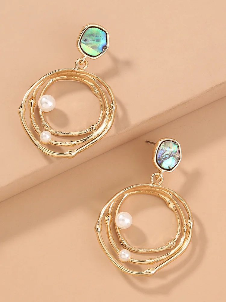 Модные серьги в европейском стиле с натуральным зернистым жемчугом