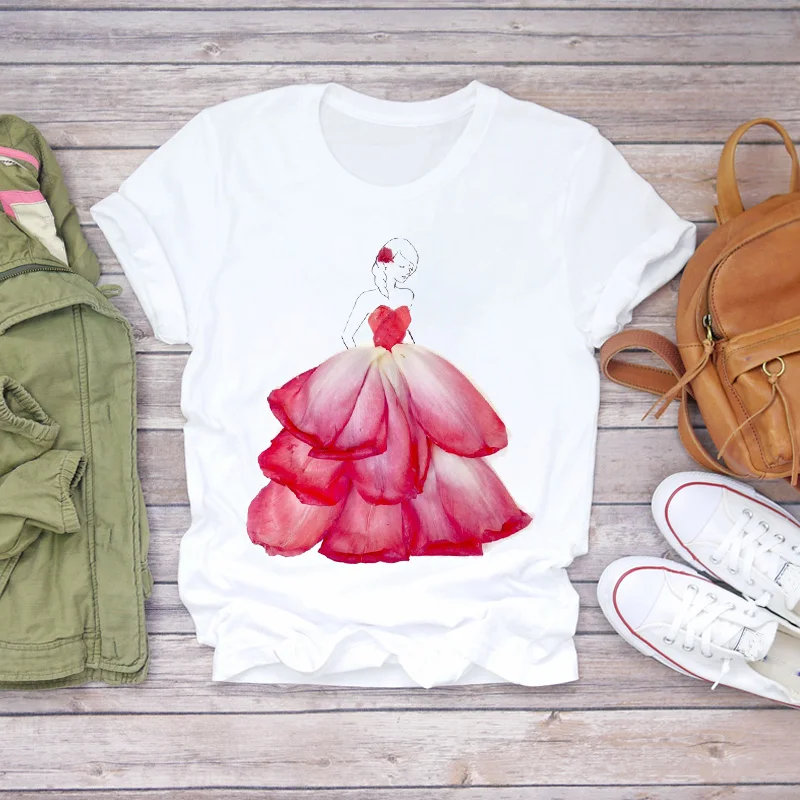 

Womens T-shirts Camisas Mujer 90s Girl Female Tee T-Shirt Cute Floral Ladies Lady Floral Women Print Top T Graphic