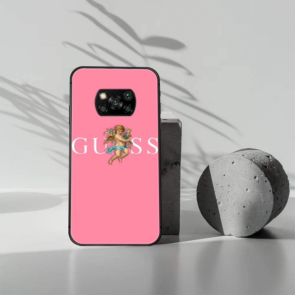 

French fashion luxury brand guess Phone case Cover Hull For Xiaomi Mi A2 A3 8 9 9T Note 10 Se Lite Pro black Cell Silicone