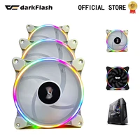 darkflash d1 pc case fan cooler rainbow led computer case 12v cooling cooler 12cm double ring quietly easy install computer fan