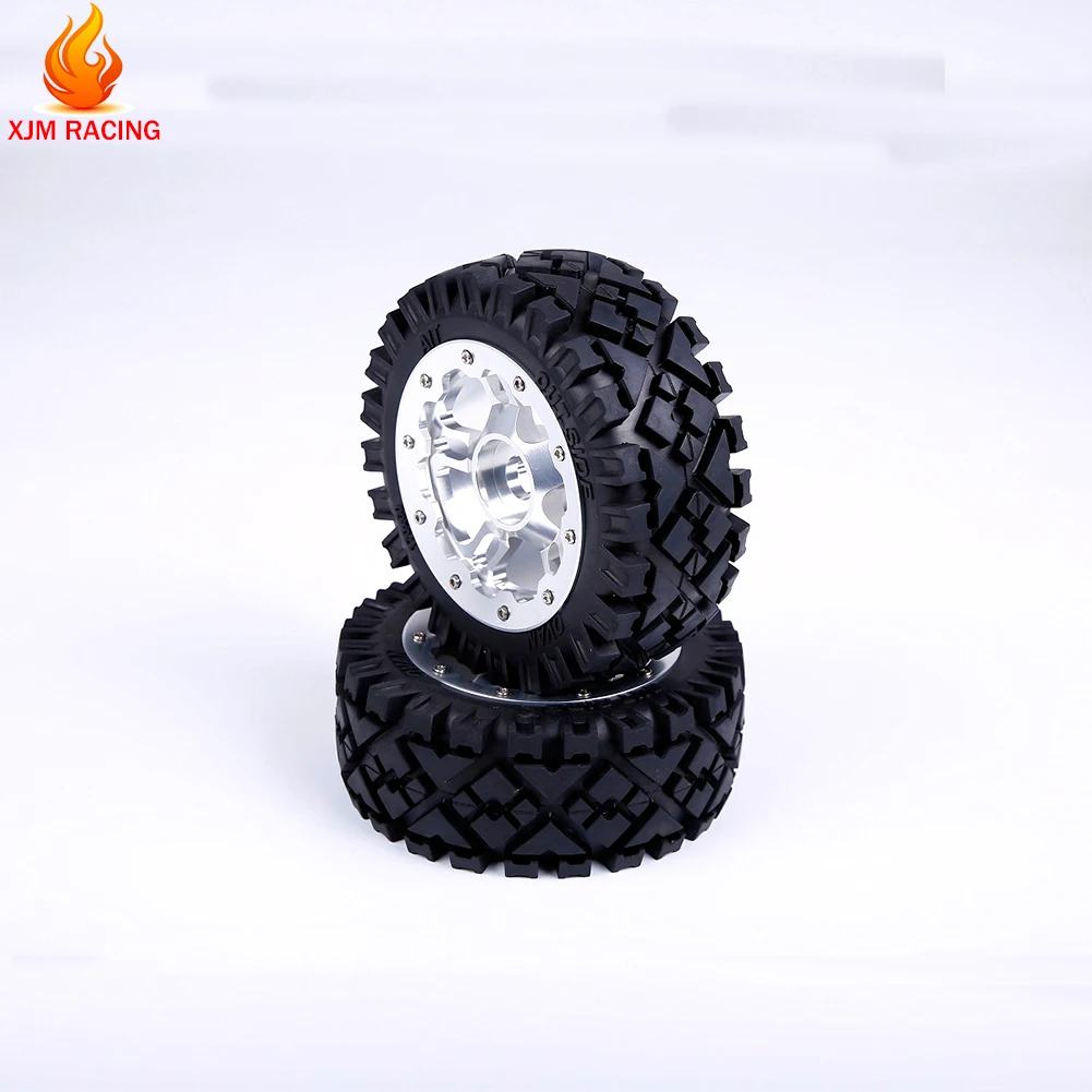 

Front or Rear All Terrain Wheel Tire Assembly Kit with CNC Metal Wheels Hub for 1/5 Hpi Rovan Km Baja 5b ss Rc Car Parts