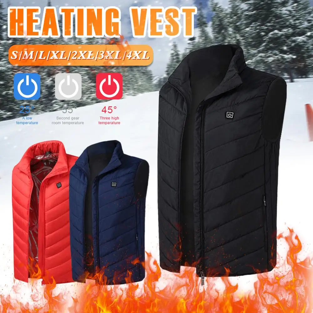 

Heated Vest Jacket 8 Heating Zones USB Men Winter Electrical Heated Sleevless Jacket Travel Outdoor Waistcoat for Hunting Hiking