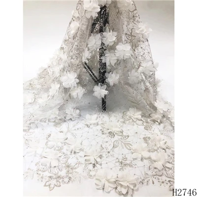 white lace YF HZGJMY 3D ручной работы Цветы французская кружевная ткань африканская вышивка тюль сетка кружевная ткань для одежды A2746 - Цвет: white lace