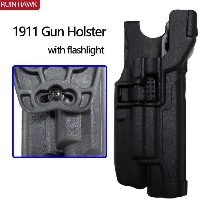 

Military Tactical Gun Waist Holster Colt 1911 with Flashlight Holster Hunting Accessories High Wear Resistance Gun Accessories