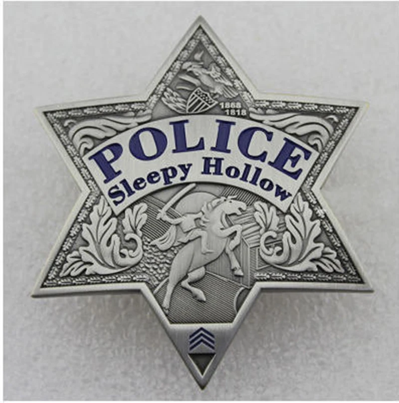 badge Реплика фильм Prop Pin значок-сонный полый полицейский телевизионный шоу значок реквизит Реплика с держателем и цепочкой - Цвет: badge