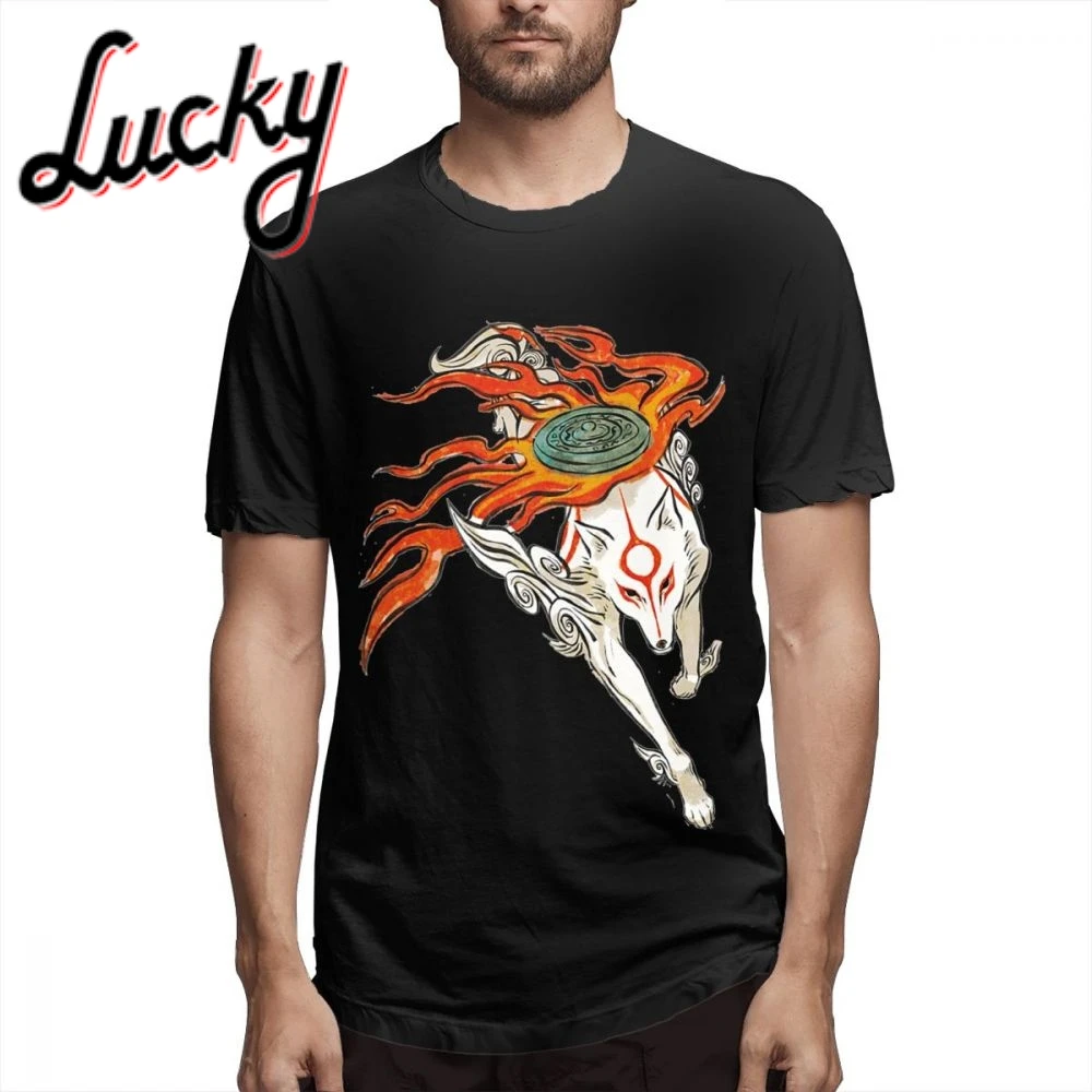 Okami приключения к видеоиграм модная футболка с круглым вырезом в стиле Харадзюку