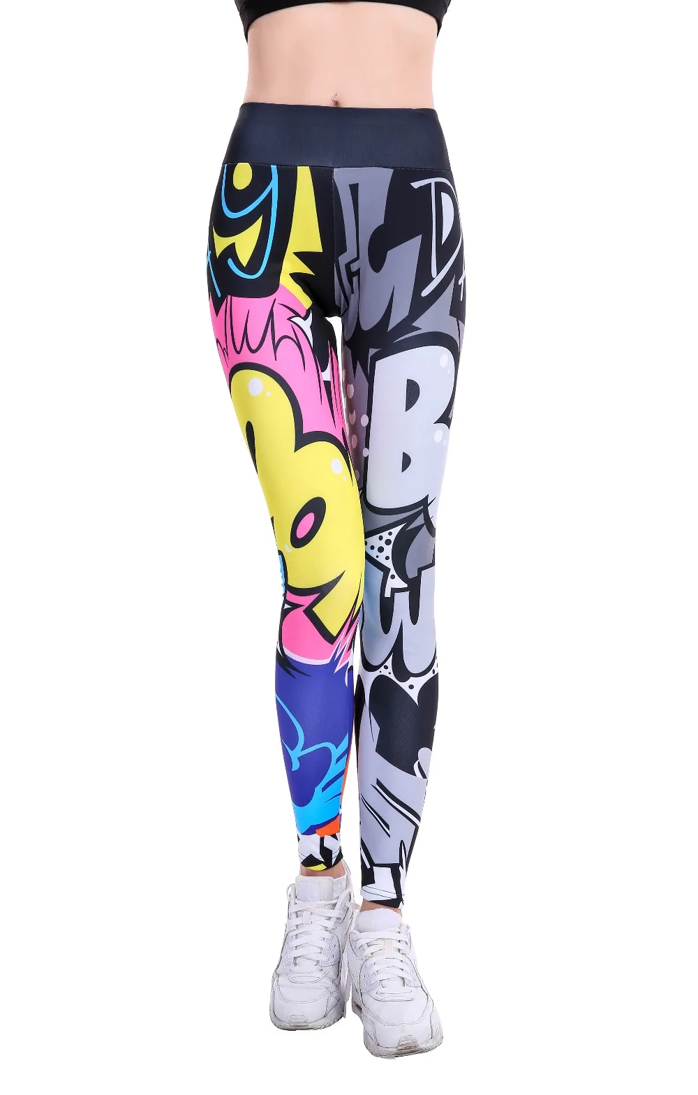 

CHRLEISURE Cool Hip-hop Leggings Women Graffiti Workout Leggings High Waist Push Up Leggins Fitness Legging Femme Pants