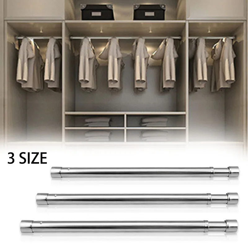 Регулируемый Нержавеющая сталь напряжения шкаф висит стержень Шторы рельс |