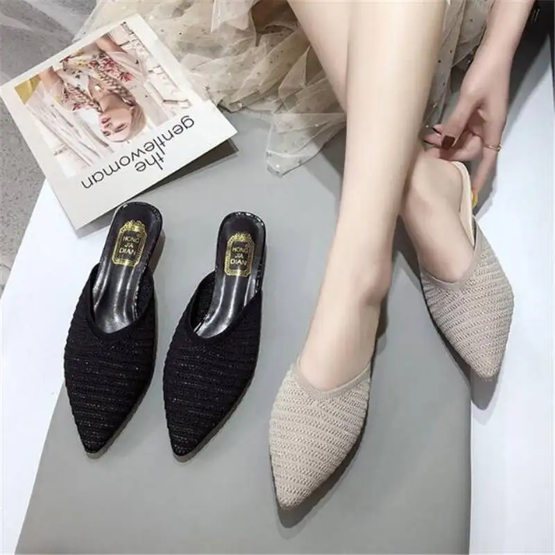 Женские шлепанцы на толстом каблуке летние корейские с открытым носком | Обувь