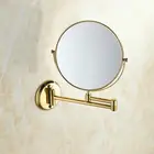 Двухстороннее складное Латунное зеркало для макияжа в ванную комнату, позолоченное настенное зеркало с двойной ручкой для ванной