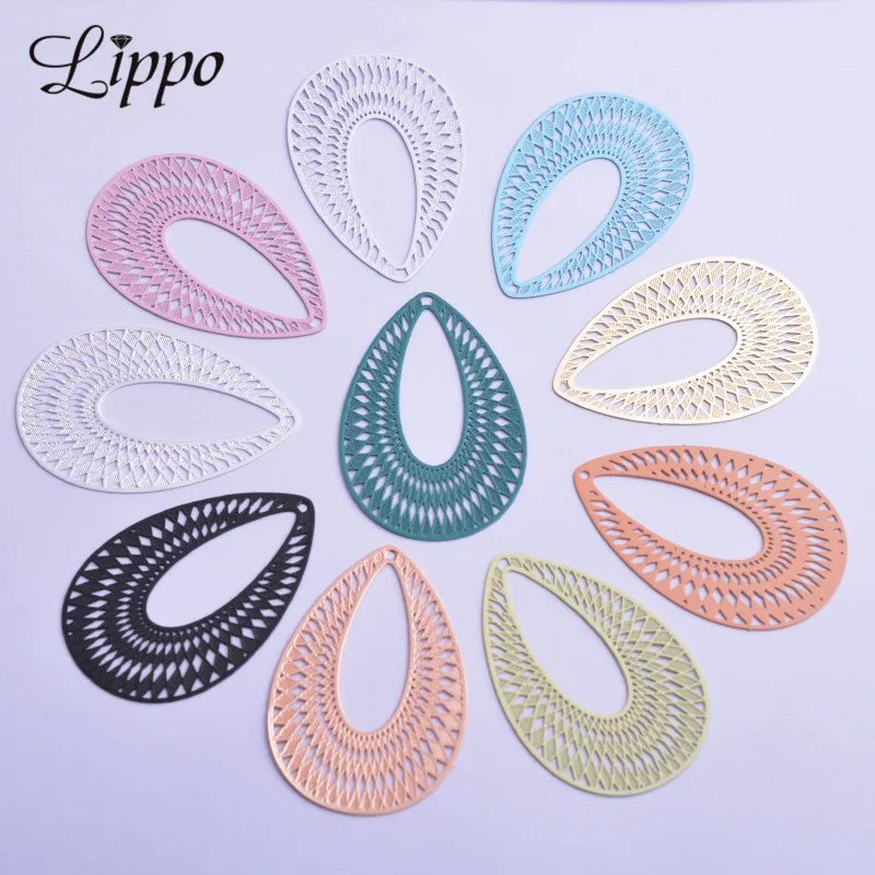 

30pcs AB5062 27*40mm Brass Silver Color Black Drop Water Charms DIY Tassels Earring Pendant Hanging Jewelry Decoration