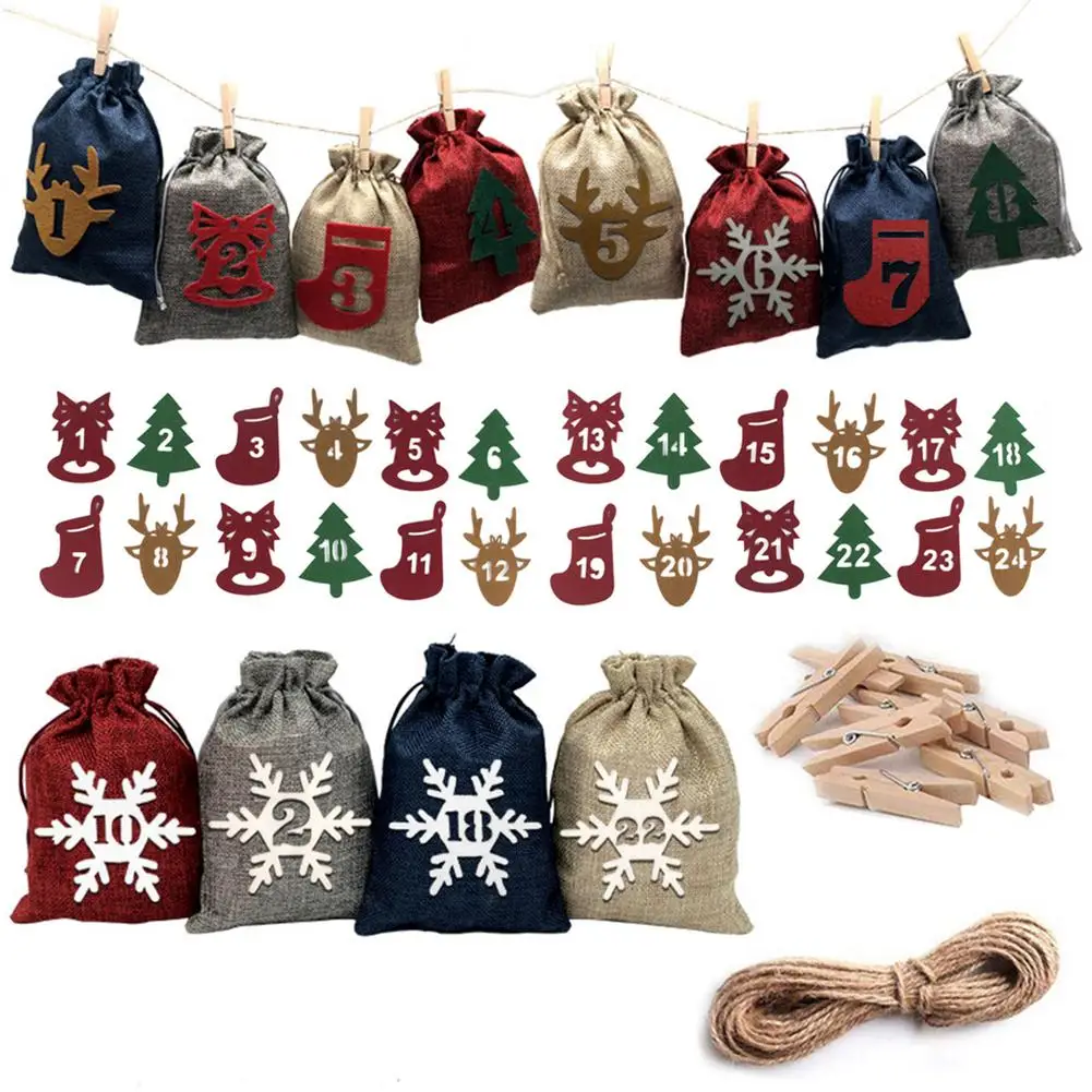 

Christmas Countdown Calendar Bags Small Candy Countdown Burlap Bags 24 Pcs Gift Sacks For Christmas New Year Parties Countdown