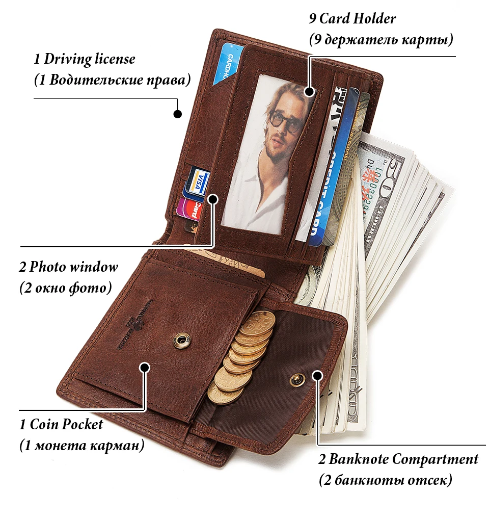KAVIS Rfid кошелек из натуральной кожи мужской кошелек портмоне портфель мужской Cuzdan Perse держатель для карт имя гравировка